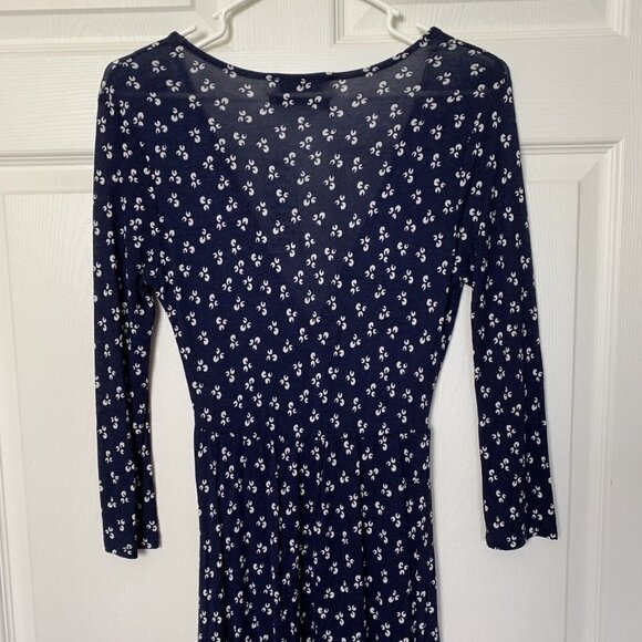 Urban Outfitters Women’s Small Navy Blue White Midi V-neck Dress Pockets Viscose - Picture 6 of 13